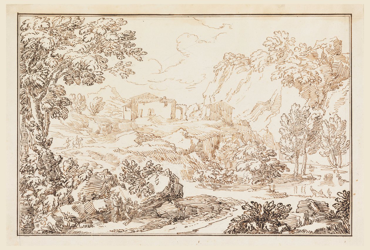 Teckning, Ett landskap, 1770-86 av Carlo Marchionni