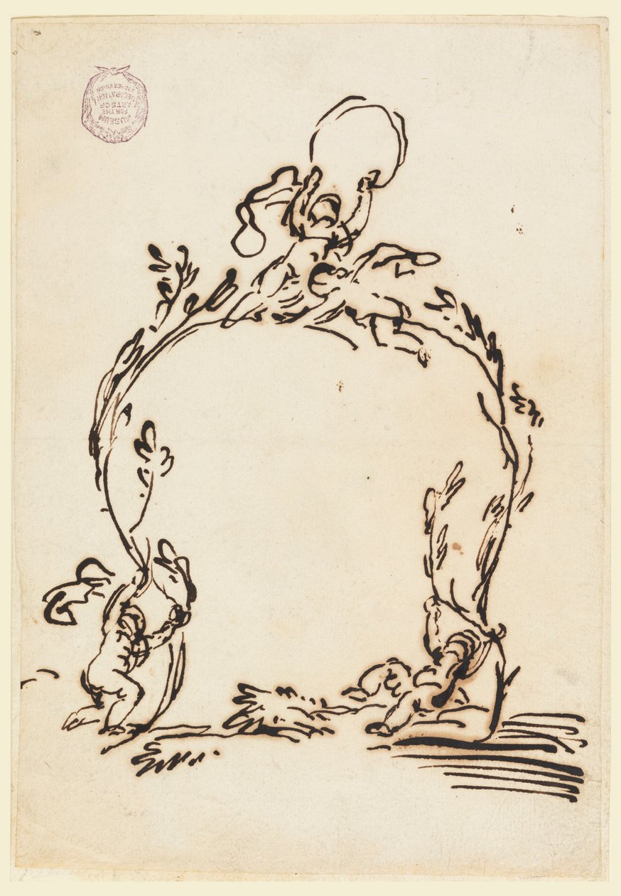 Teckning, Skiss till en kartusch, 1760-80 av Carlo Marchionni