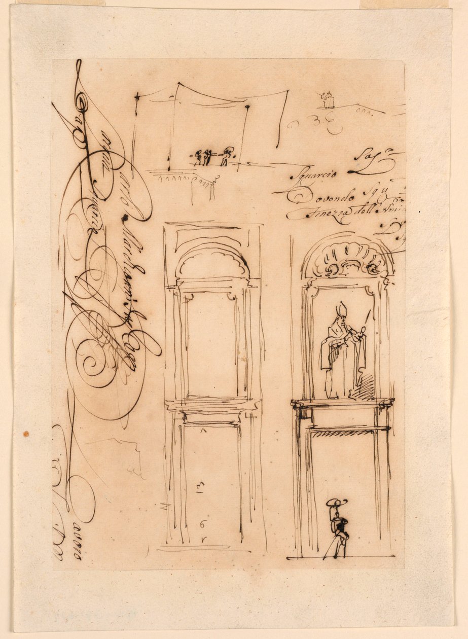 Teckning, skisser och manus, 1765 av Carlo Marchionni