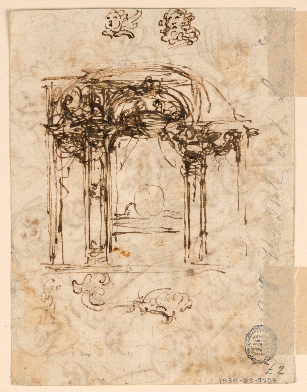 Teckning, studier av huvuden, 1760-80 av Carlo Marchionni