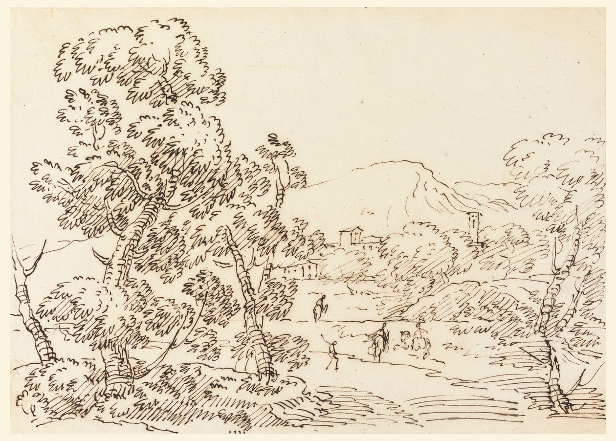 Teckning, Skogslandskap, 1750-1770 av Carlo Marchionni