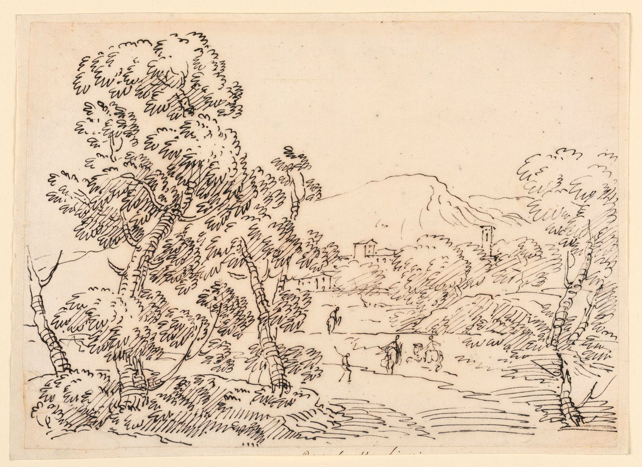 Teckning, Skogslandskap, 1750-1770 av Carlo Marchionni