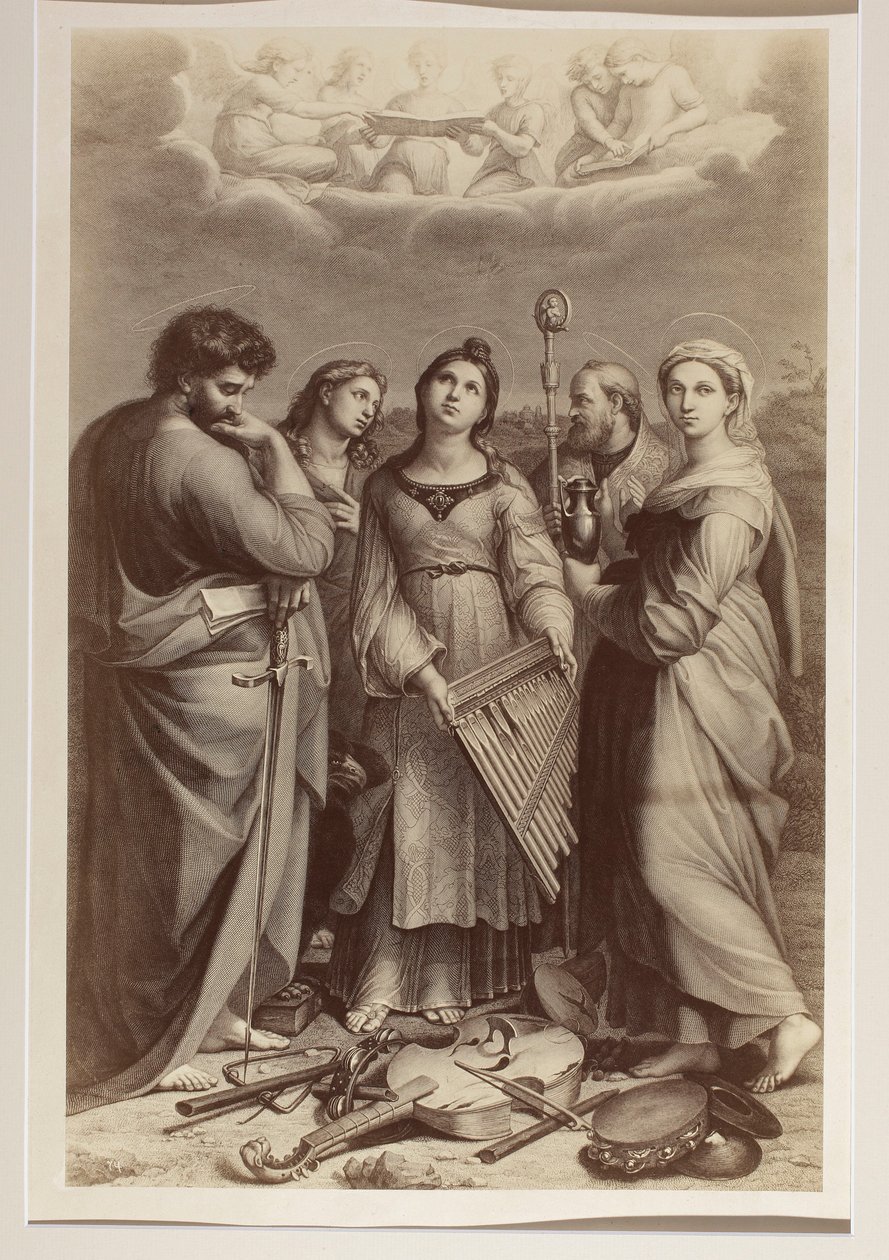 "Den heliga Cecilias extas", en kopparstick av okänd konstnär efter en målning av Rafael (1483–1520) av Carlo Naya