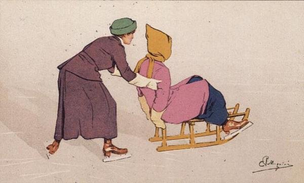 En hjälpande hand (färg litho) av Carlo Pellegrini