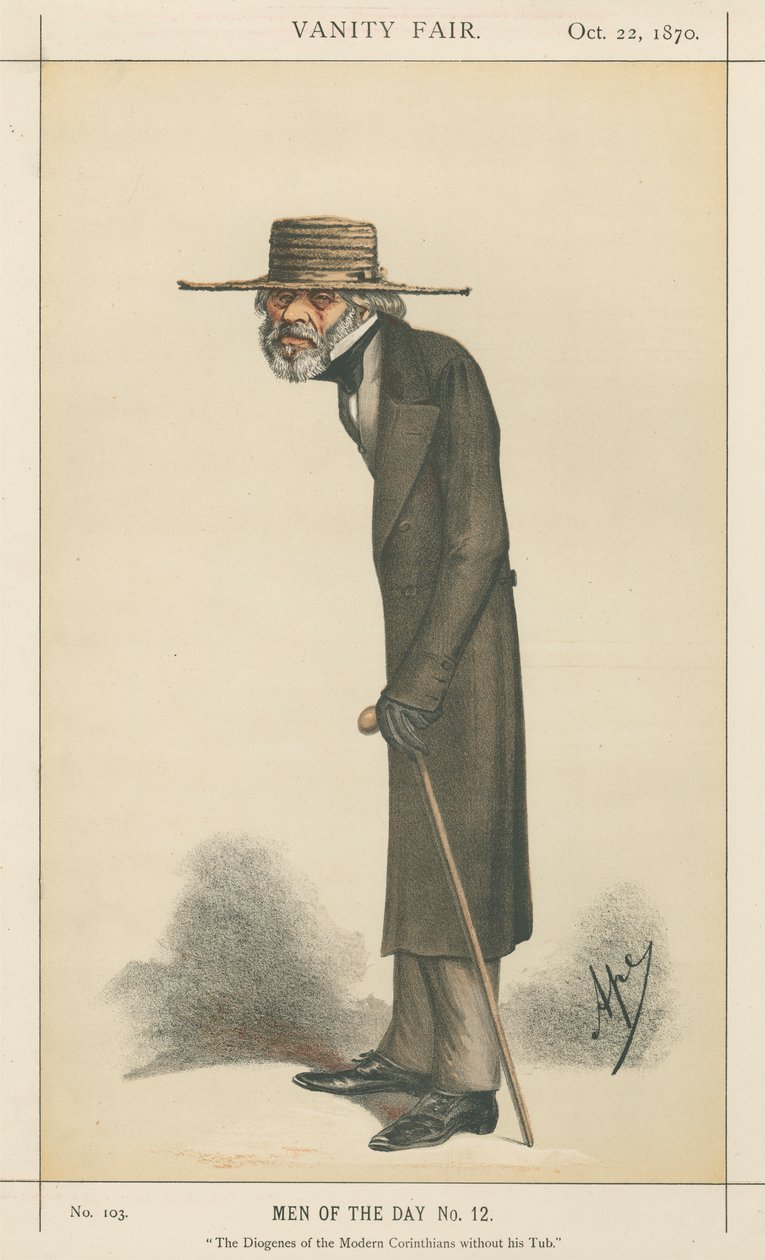 The Diogenes of the Modern Corinthians utan hans badkar, Thomas Carlyle (Vanity Fair-serien) av Carlo Pellegrini