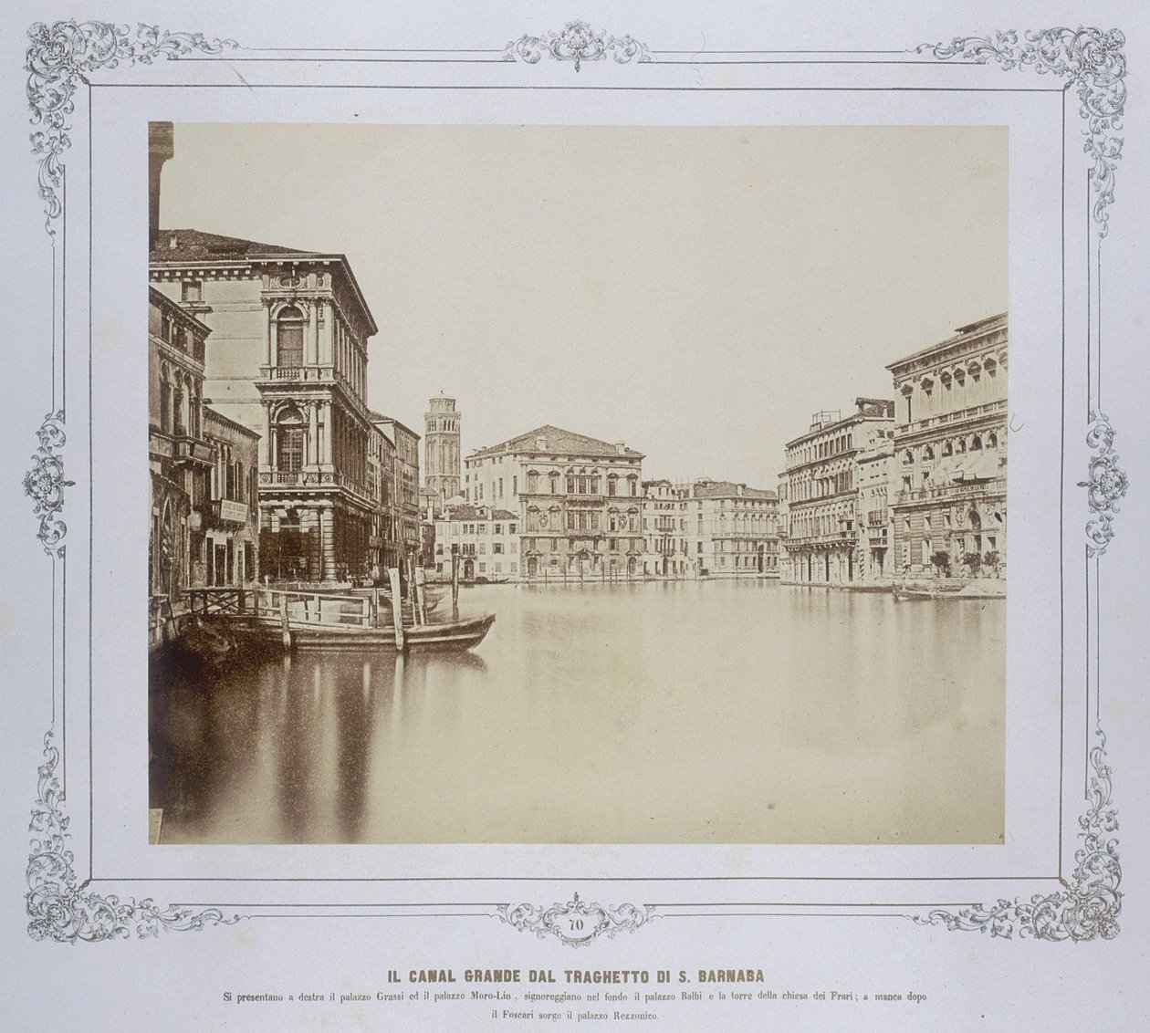Venedig, Canal Grande från San Barnabas färja, c.1855 av Carlo Ponti