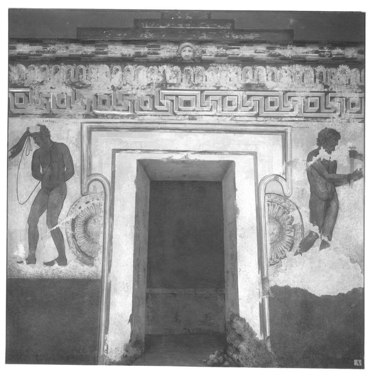 Caile Vipinas, rekonstruktion av den etruskiska väggmålningen i Francois-graven vid Vulci ca 320-280 f.Kr. (väggmålning) (se även 212367, 212368, 214590) av Carlo Ruspi
