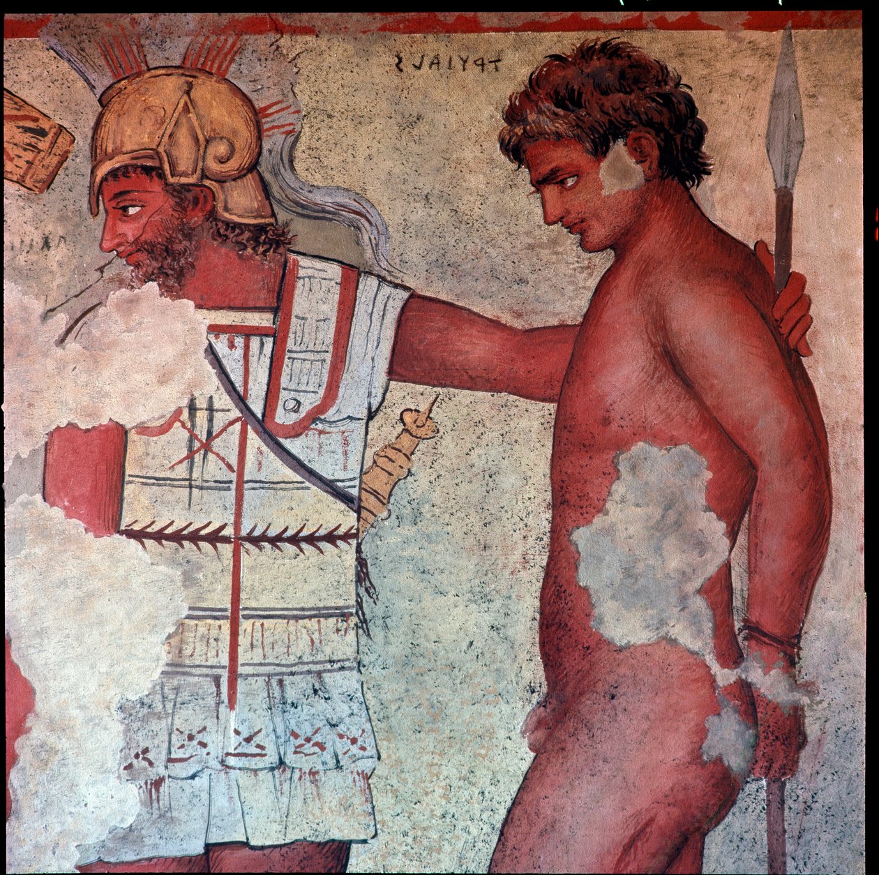 Etruskisk civilisation: "" representation av offret av trojanska fångar som hyllning till Patroclus""" reproduktion av Carlo Ruspi (1786-1863) av fresker från 300-talet f.Kr. av Francois Grav av Vulci. Florens, arkeologiska museet av Carlo Ruspi