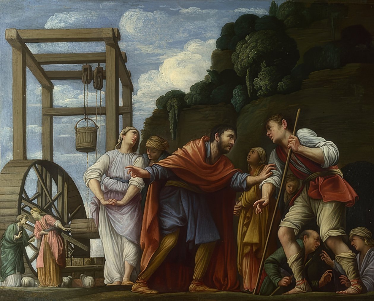 Moses försvarar Jetros döttrar. 1609-10 av Carlo Saraceni