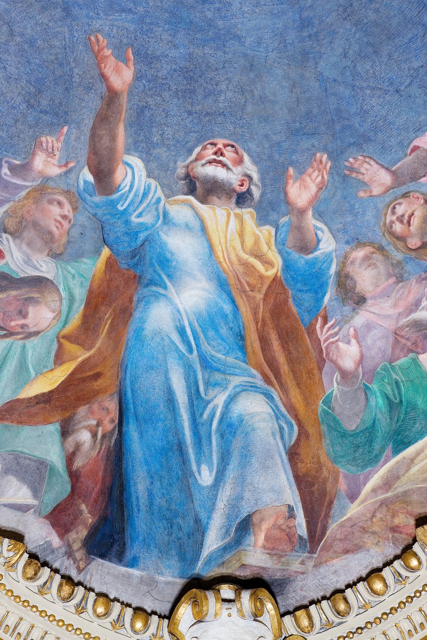 Le afio ifo o le Agaga Paia i luga o Aposetolo e Toasefululua (faamatalaga), c.1575 swed av Carlo Urbino