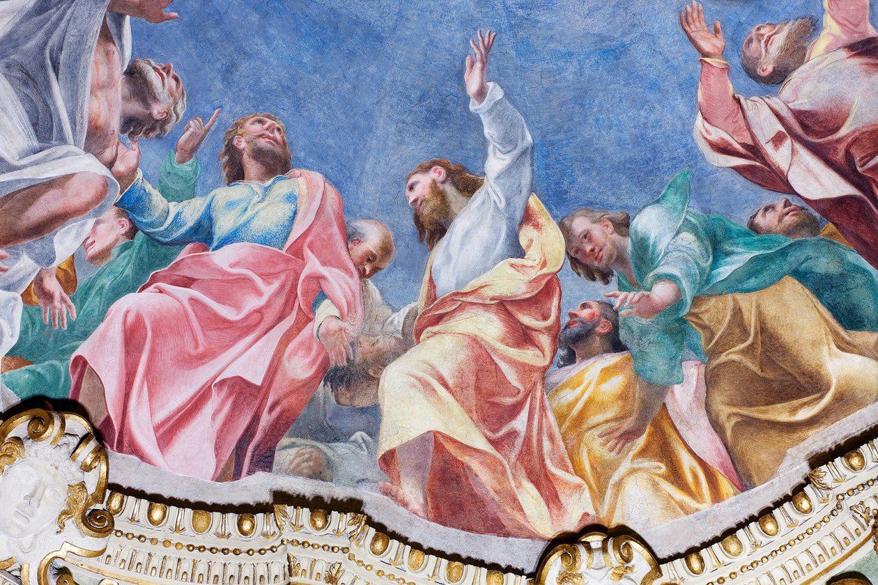 Den Helige Andes nedstigning på de tolv apostlarna (detalj), c.1575 av Carlo Urbino