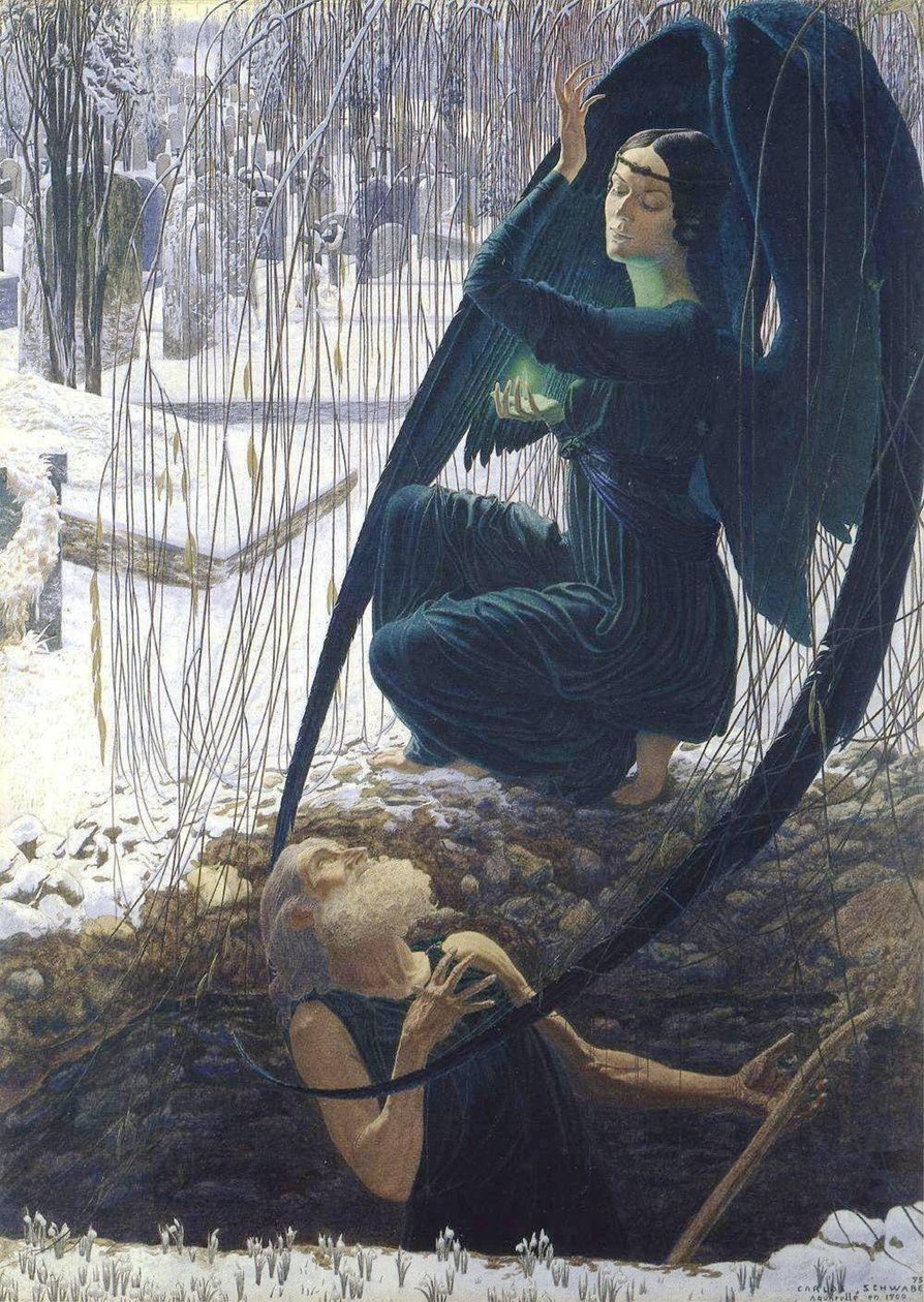 Death and the Gravedigger detail av Carlos Schwabe