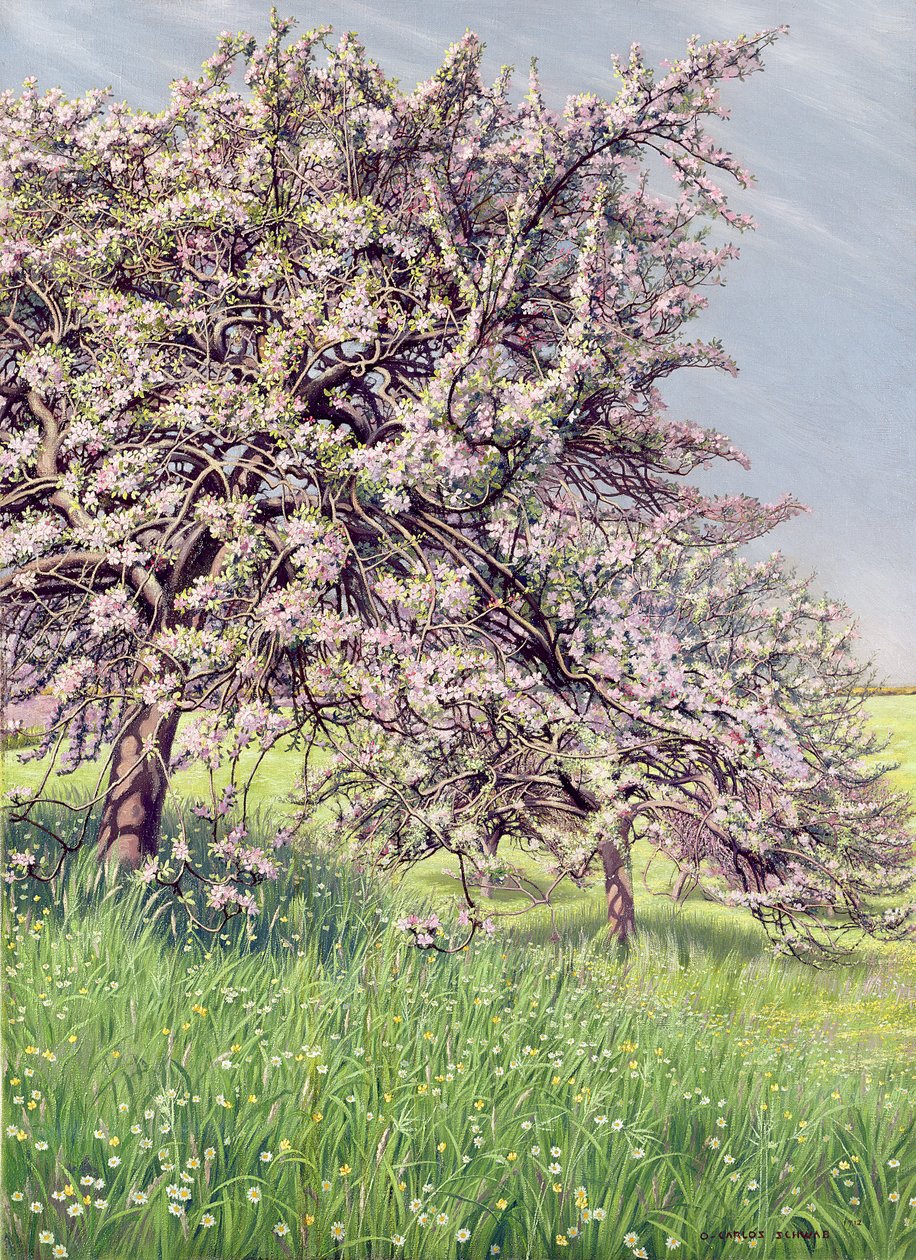Blommande äppelträd, 1912 av Carlos Schwabe