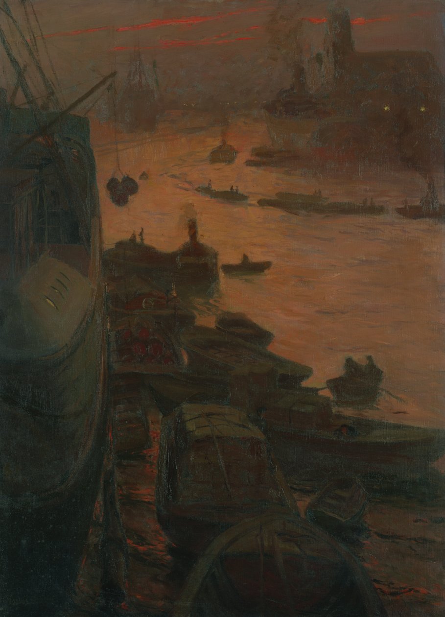 Hamburgs hamn vid Emperors Quay, 1911 av Carlos Grethe
