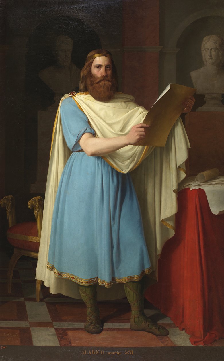 Portrait du roi wisigoth Alaric II (484-507) (Visigothic King Alarik, Alarich och Alarico II) Målning av Carlos Maria Esquivel y Rivas (1830-1867) 1856 Palais de las Cortes, Madrid av Carlos Maria Esquivel