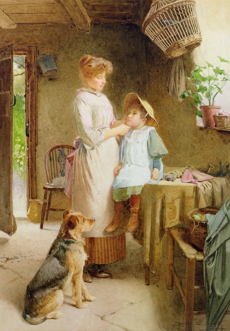 The New Bonnet (olja på duk) av Carlton Alfred Smith