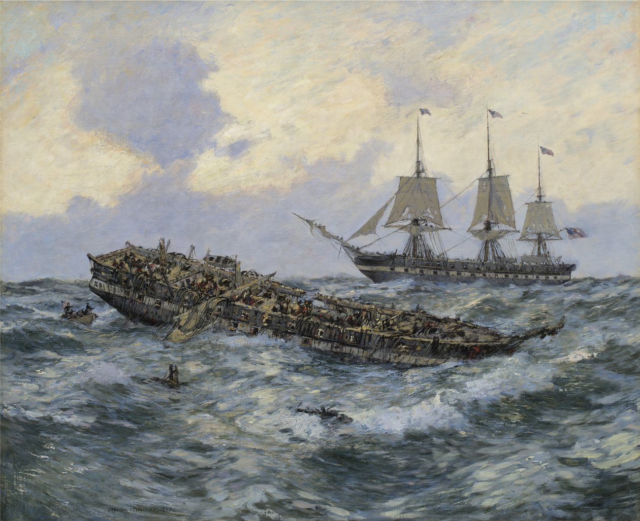 Engagemang mellan U.S. Fregate Constitution och H.M.S. Guerriere, 1895 av Carlton Theodore Chapman