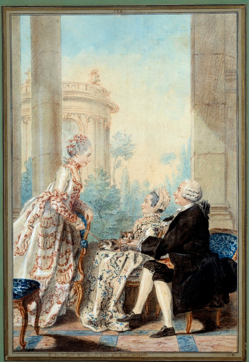 Monsieur och Madame de Saint Vast och Mademoiselle de Beauregard Akvarell av Louis Carrogis dit Carmontelle av Carmontelle