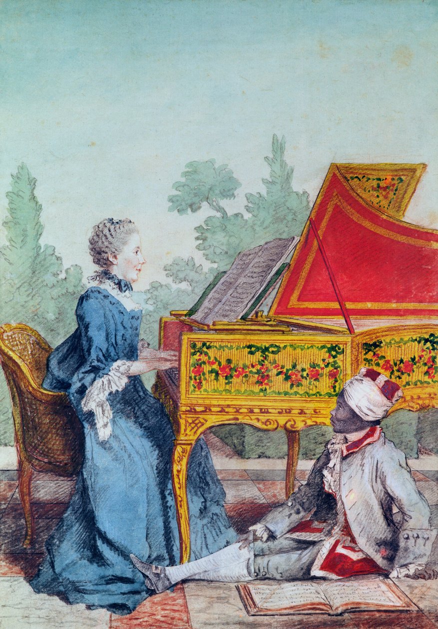 Porträtt av Mademoiselle Desgots av Saint-Domingue med sin slav Laurent av Carmontelle