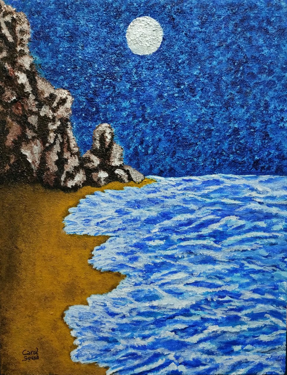 Månbelyst strand av Carol Sousa Cuello
