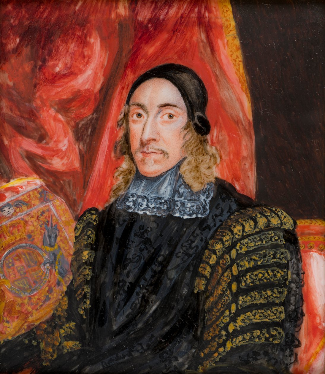 Porträtt av Sir Orlando, The Lord Keeper of the Great Seal (1606-1674), ca 1816-39 (olja på elfenben) av Caroline Bridgeman Simpson