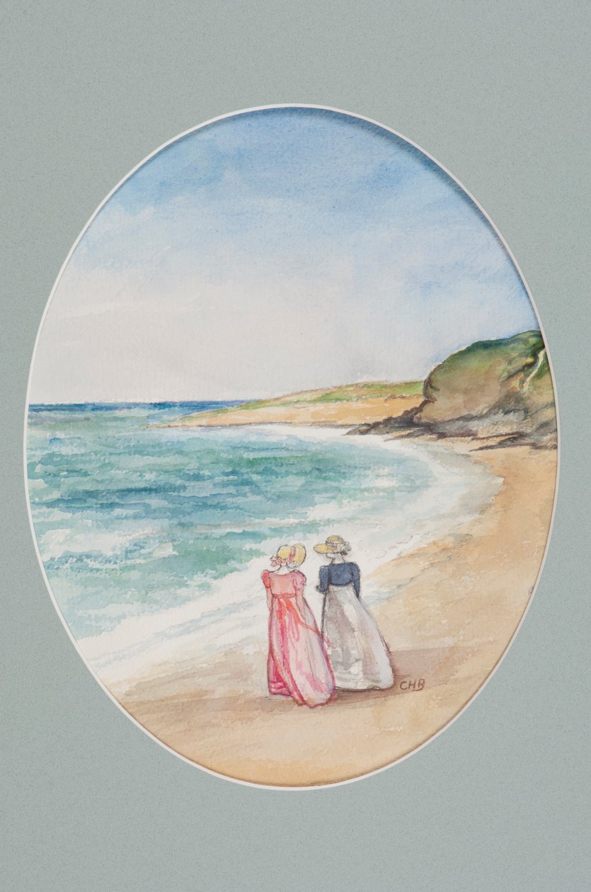 Anne & Henrietta promenerar ner till havet, 2006 (wc på papper) av Caroline Hervey Bathurst