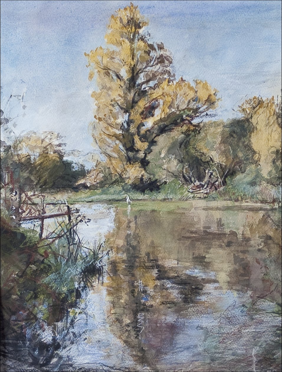 Early Autumn on the River Test, 2007 (pastell & wc på papper) av Caroline Hervey Bathurst