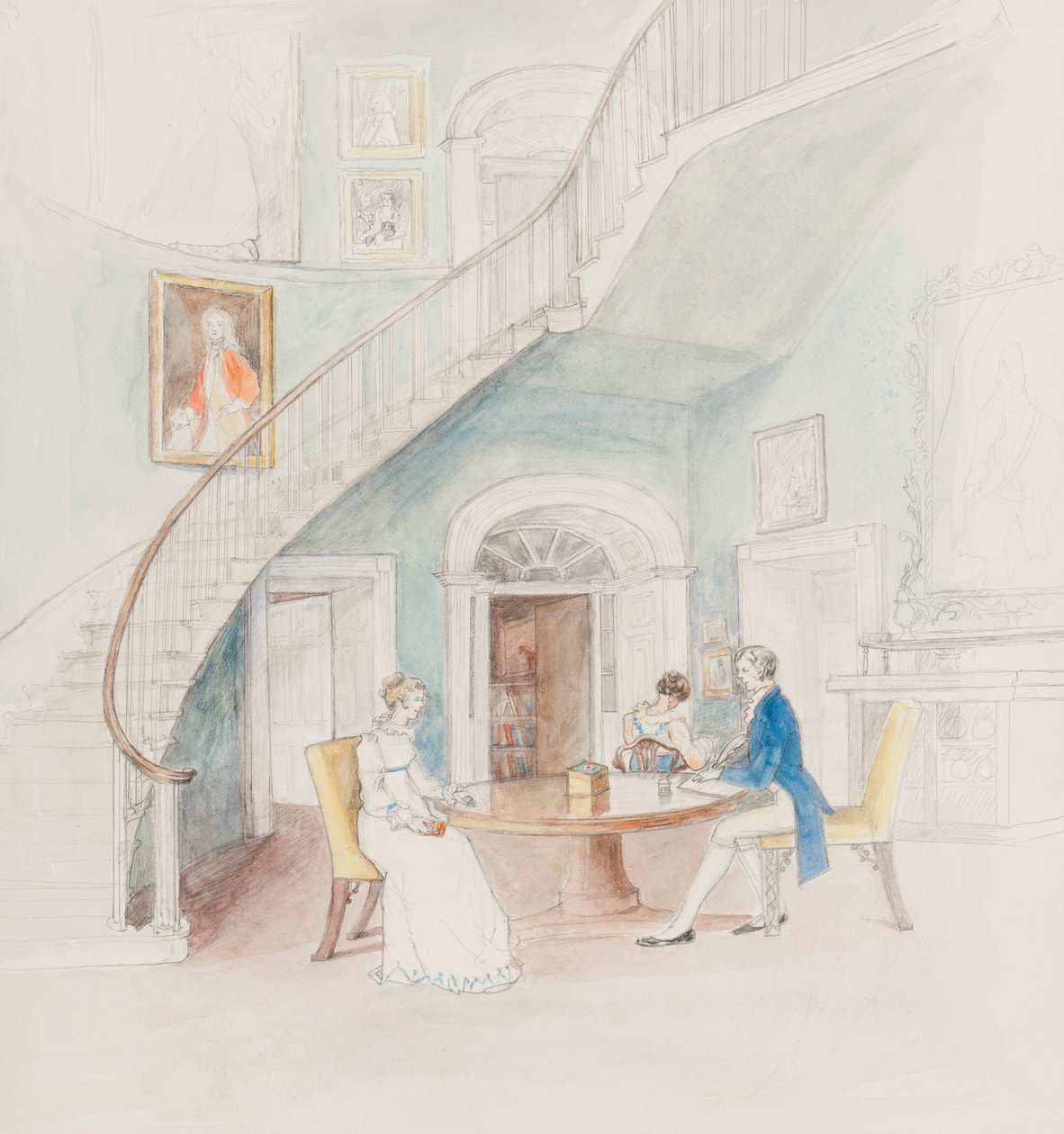 Mr Darcy Writing, 2010 (wc på papper) av Caroline Hervey Bathurst