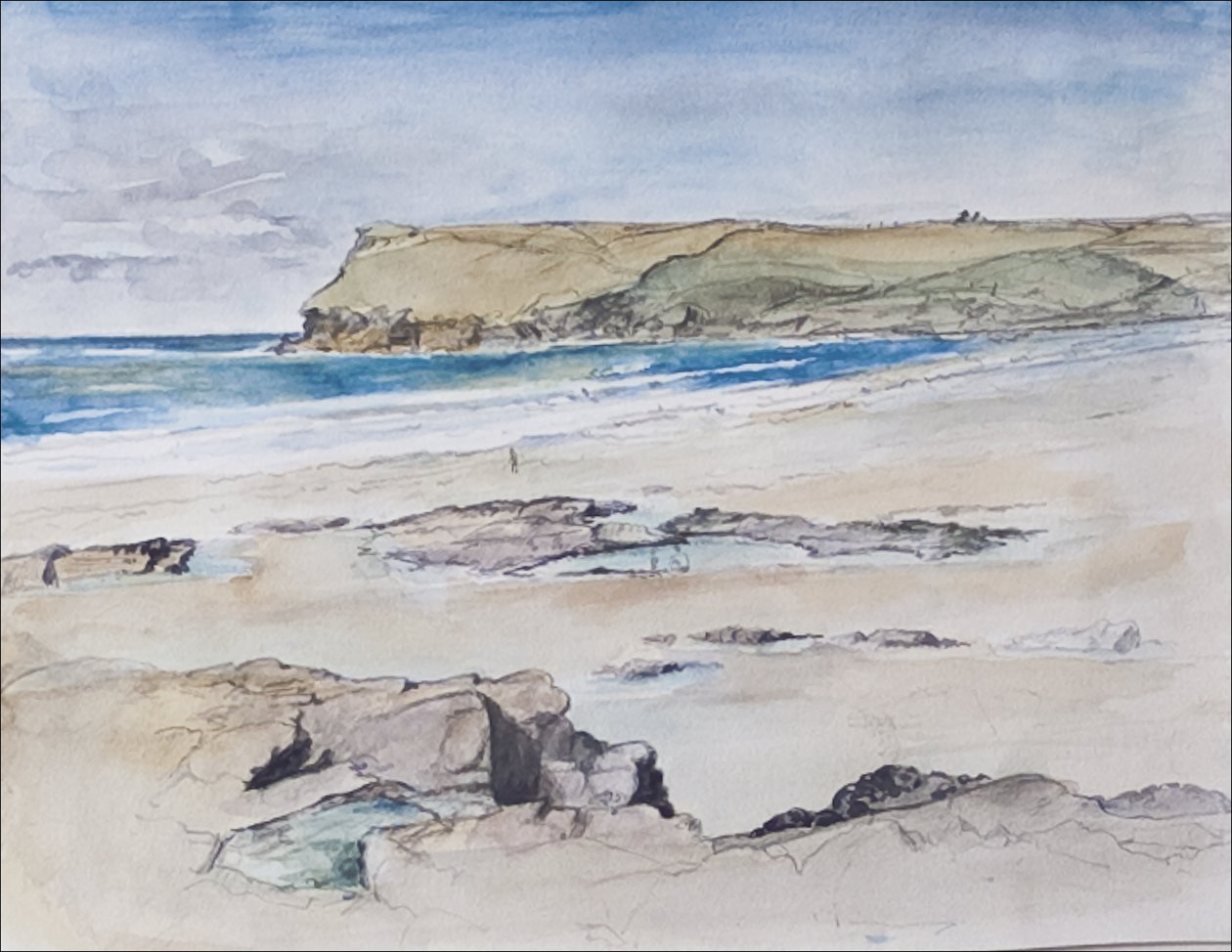 Polzeath and Pentire Head, 2007 (wc på papper) av Caroline Hervey Bathurst