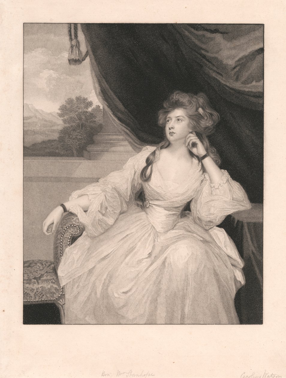 Hon. Mrs. Stanhope som "Kontemplation" av Caroline Watson