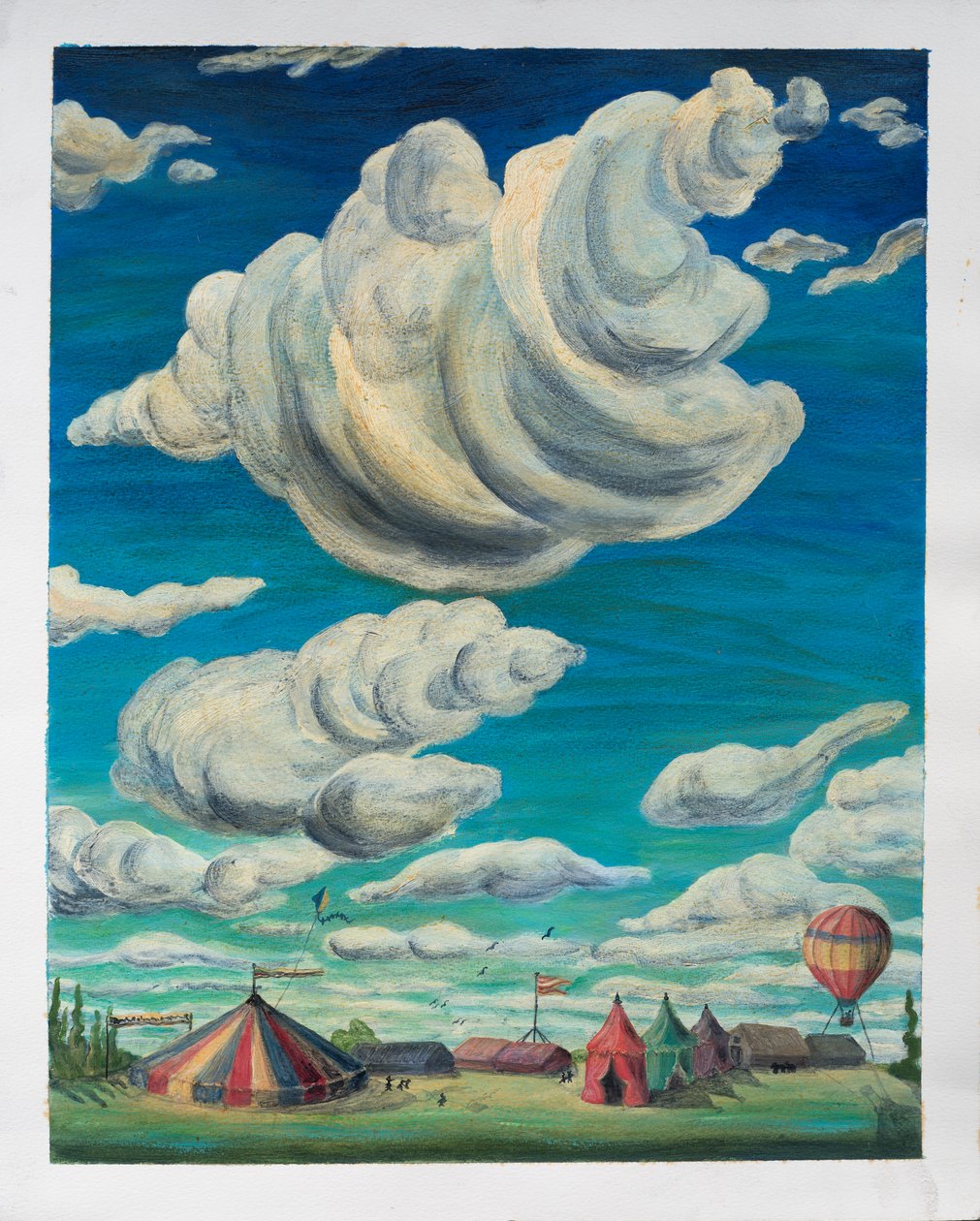 Big Clouds Over Circus Tents, 1992 (olja på papper) av Carolyn Hubbard Ford