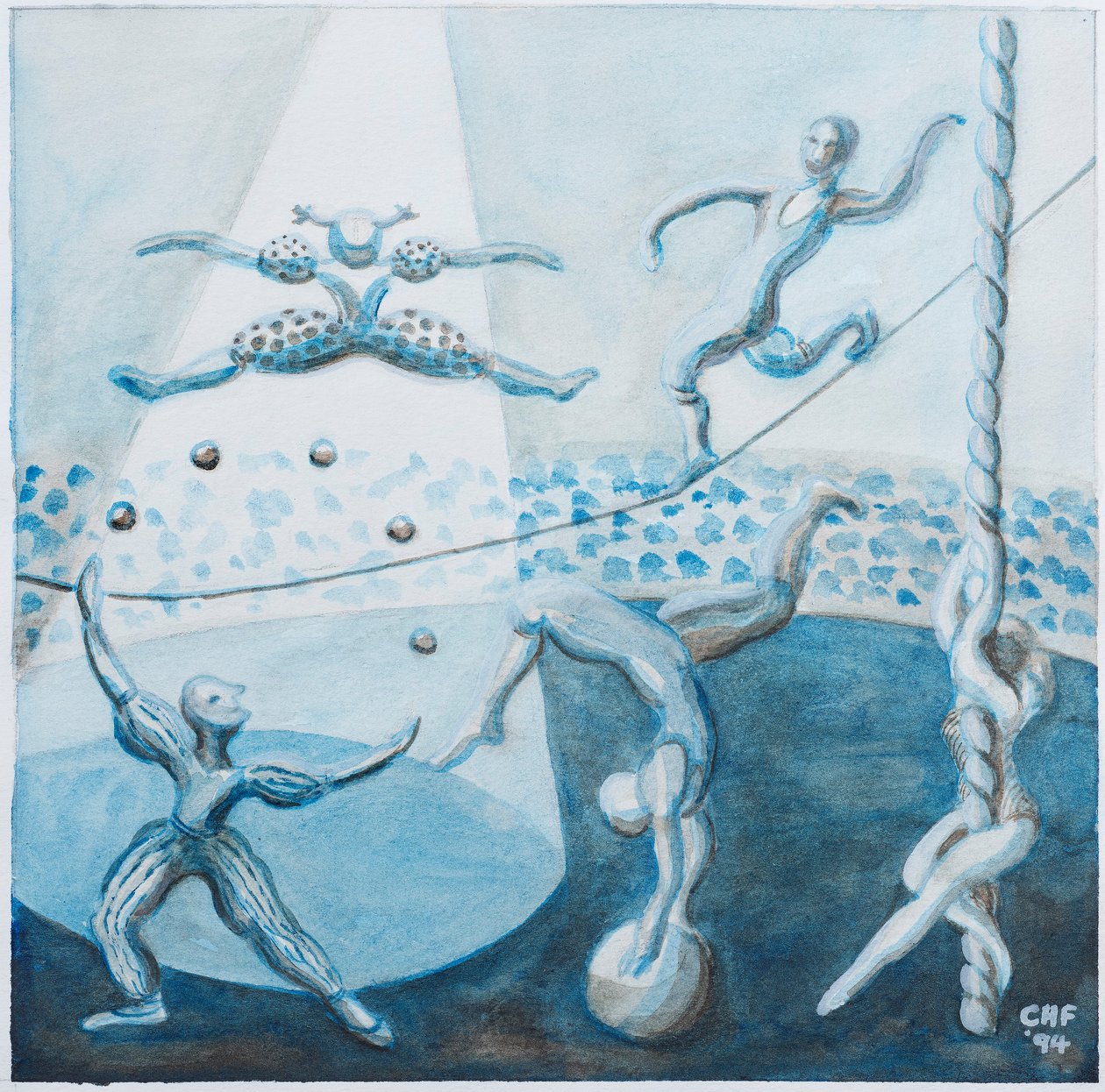 Cirkusscen II, 1994 (akvarell på papper) av Carolyn Hubbard Ford