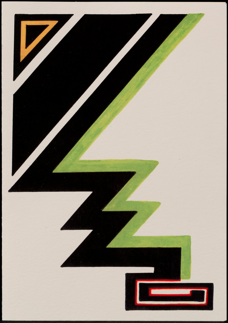 Deco Christmas Tree, 2012 (svart och färgat bläck på papper) av Carolyn Hubbard Ford
