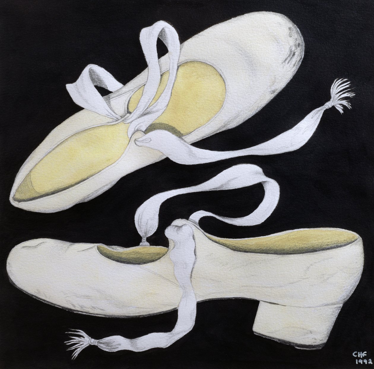 Old Tap Dancing Shoes, 1992 (penna och wc på papper) av Carolyn Hubbard Ford