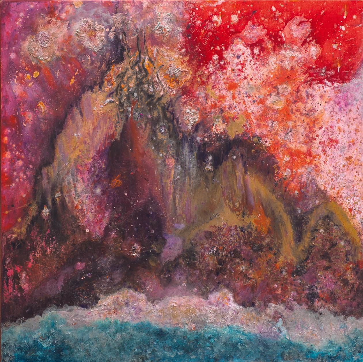 Celestial Mountain, 2006 (blandteknik på duk) av Carolyn Mary Kleefeld