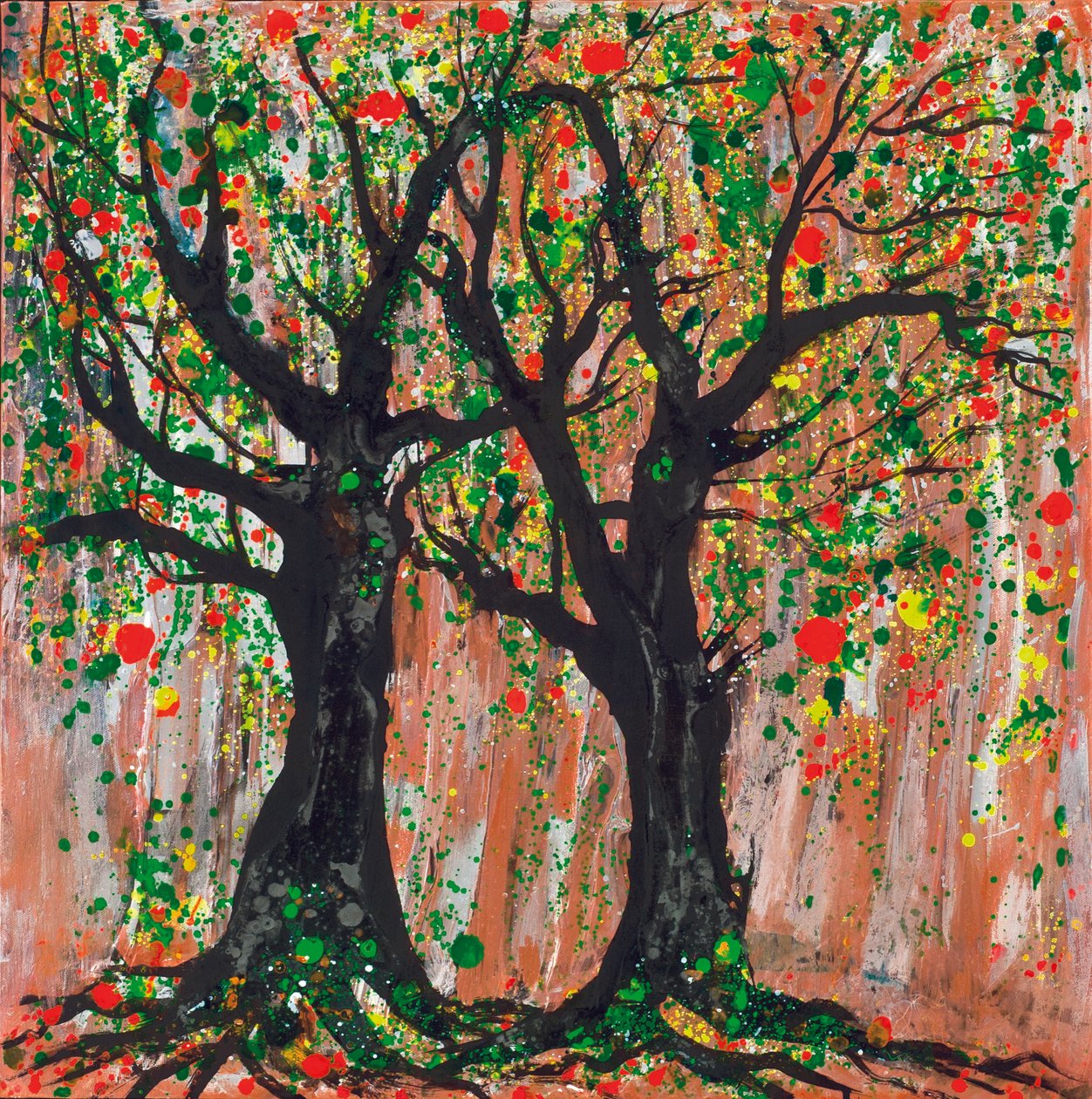 Pomegranate Tree, 2012 (akryl  bläck på duk) av Carolyn Mary Kleefeld
