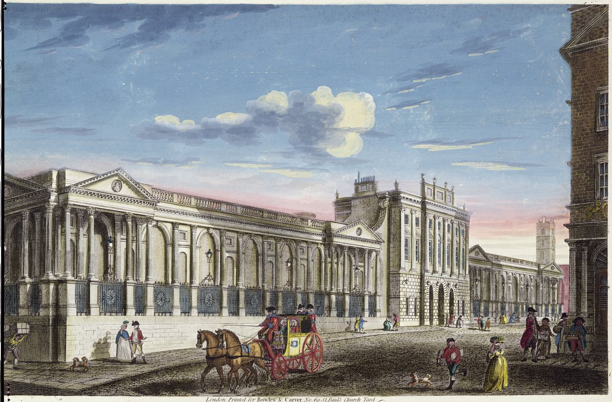 Bank of England, Threadneedle Street, gravyr av Bowles och Carver av Carrington Bowles and Samuel Carver
