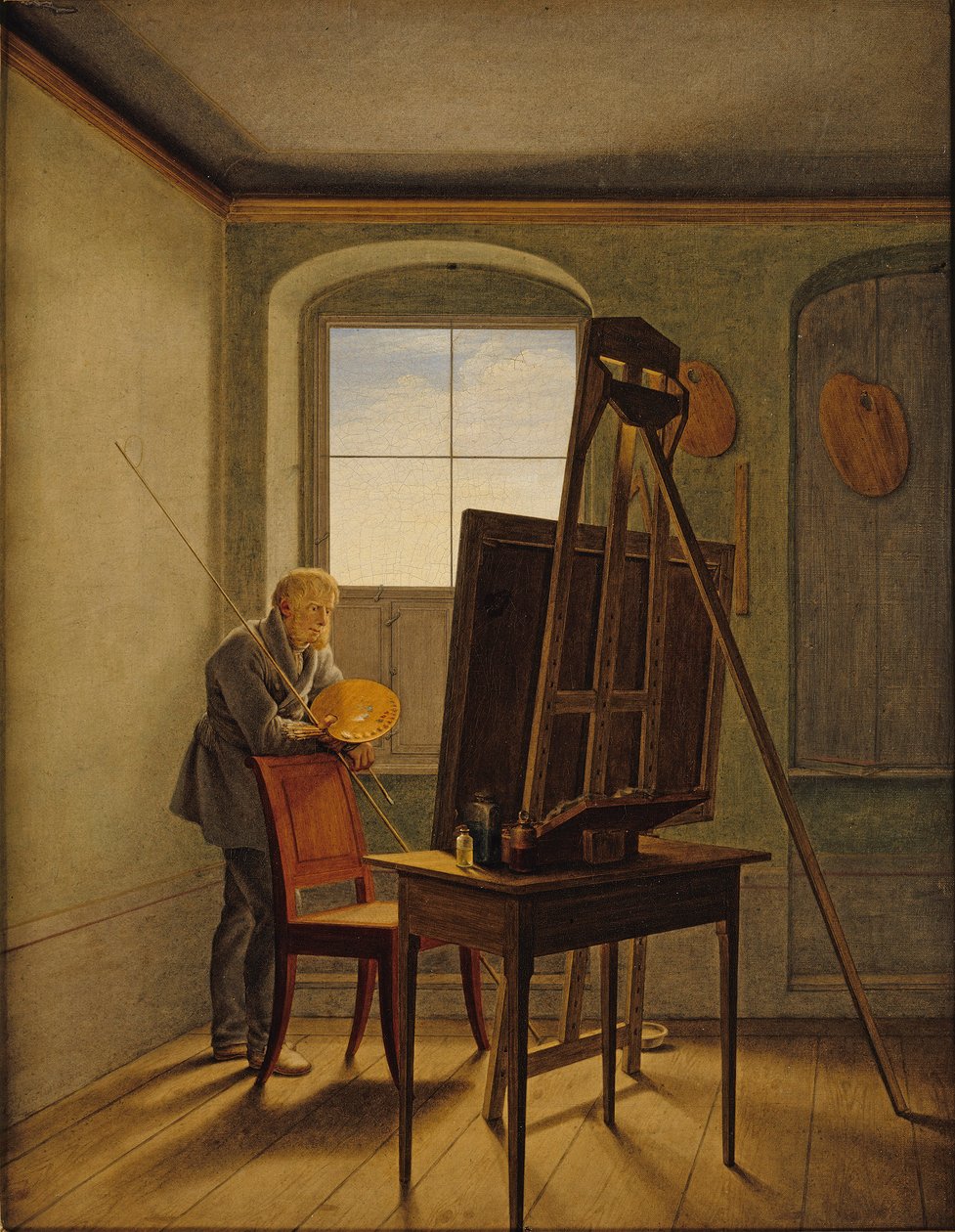 Caspar David Friedrich in his Studio av Caspar David Friedrich
