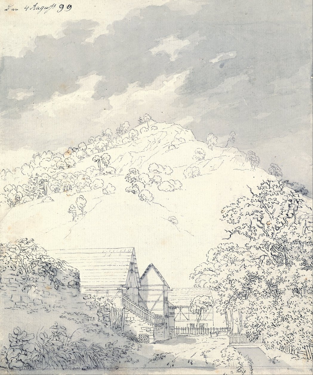 Farmhouses by a Hillside av Caspar David Friedrich