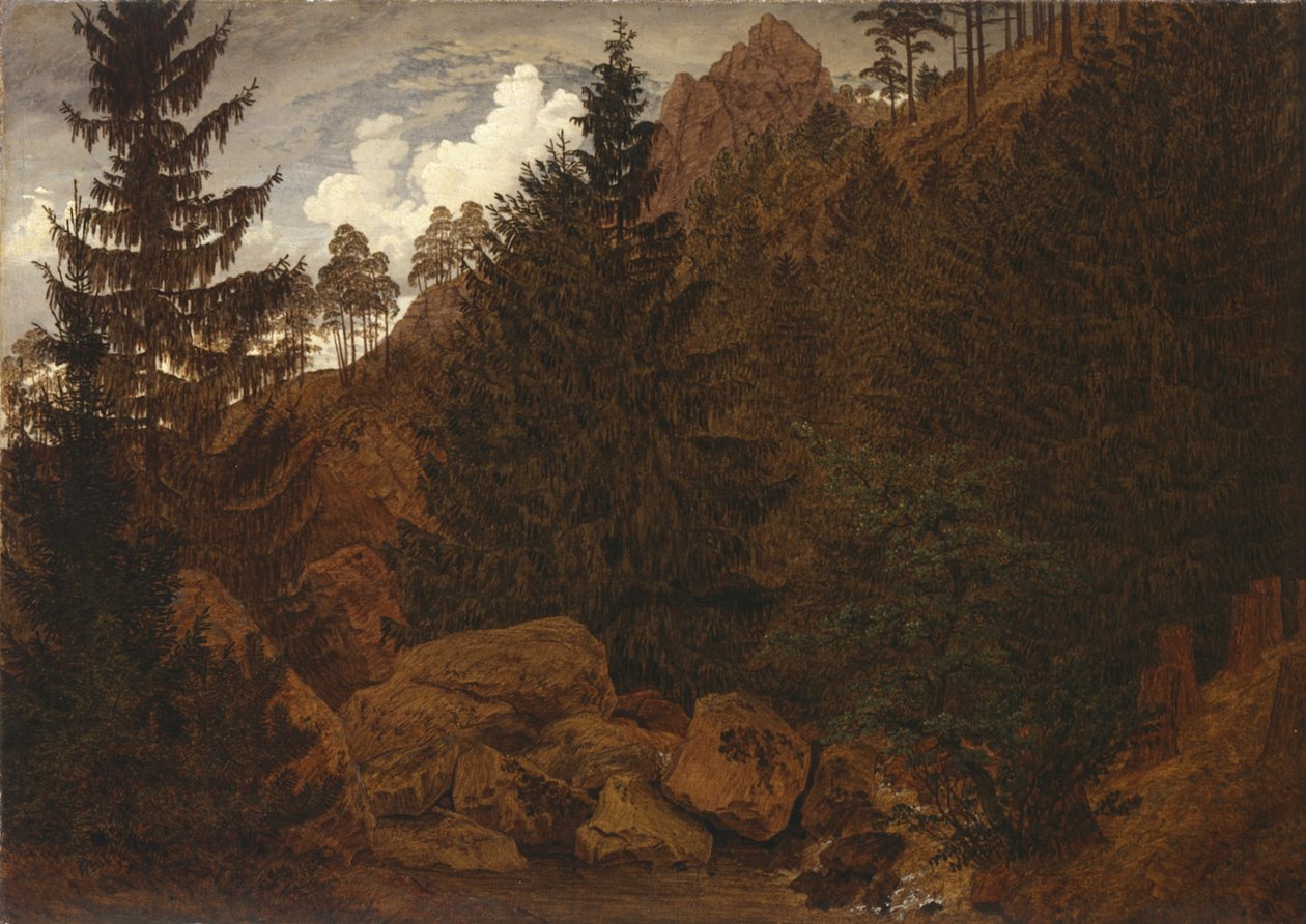 Felspartie im Harz  av Caspar David Friedrich