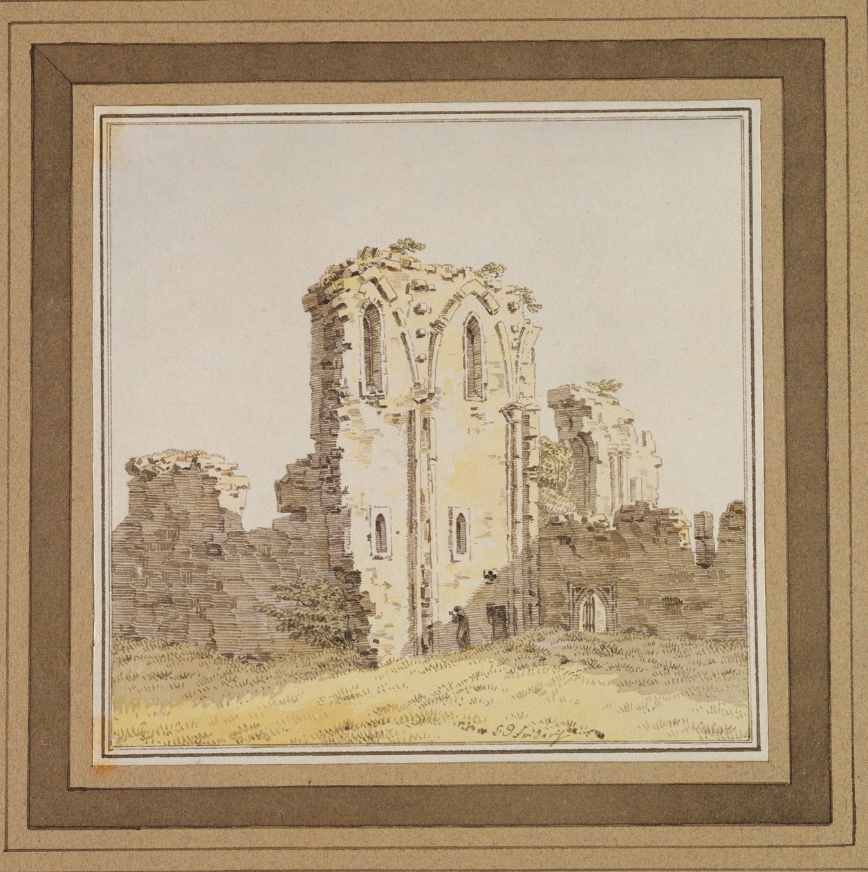 Klosterruin (gotisk kyrkruin), ca 1806 (penna och bläck och wc på papper) av Caspar David Friedrich