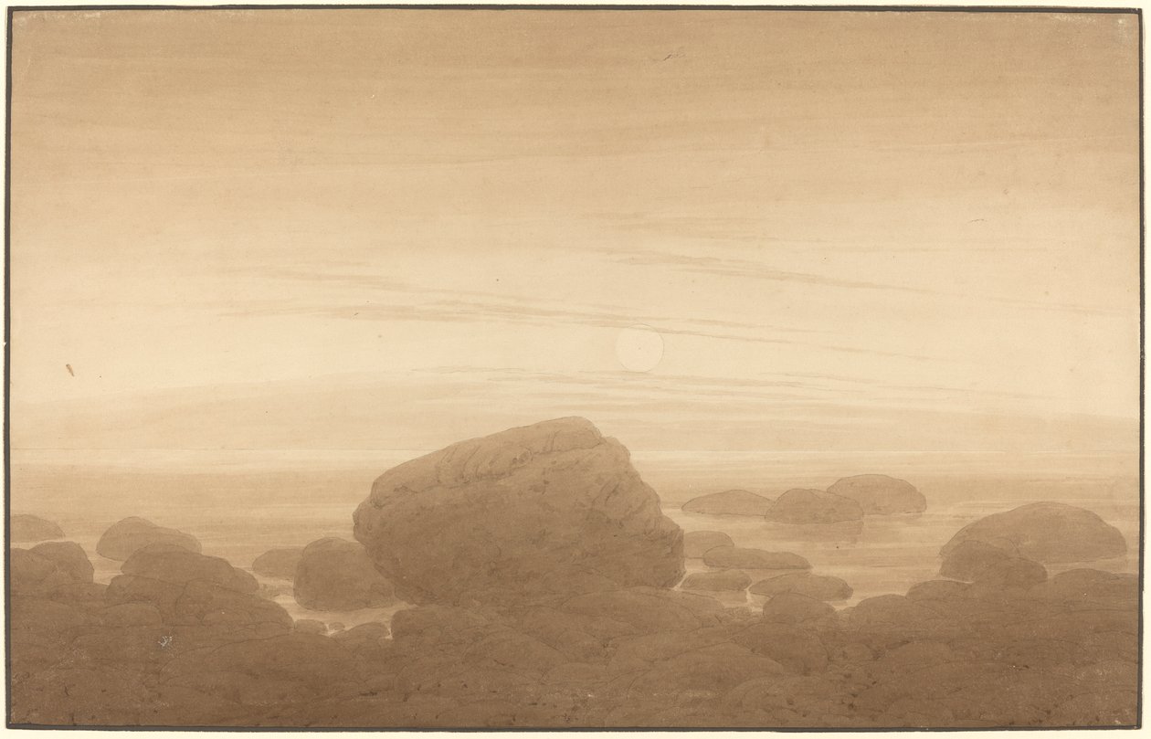Moonrise på en tom strand av Caspar David Friedrich