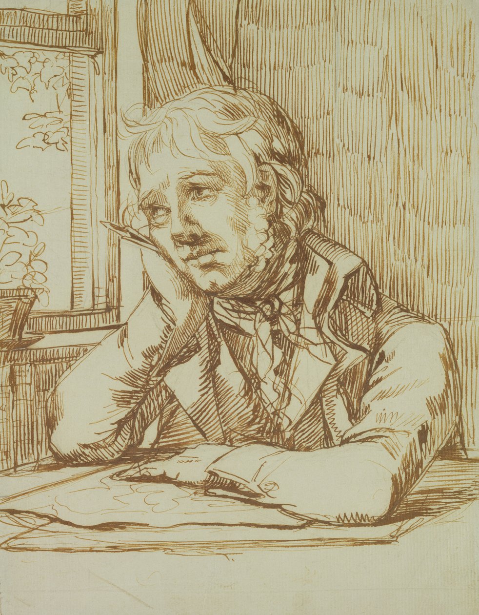 Självporträtt (penna och penna på papper) av Caspar David Friedrich