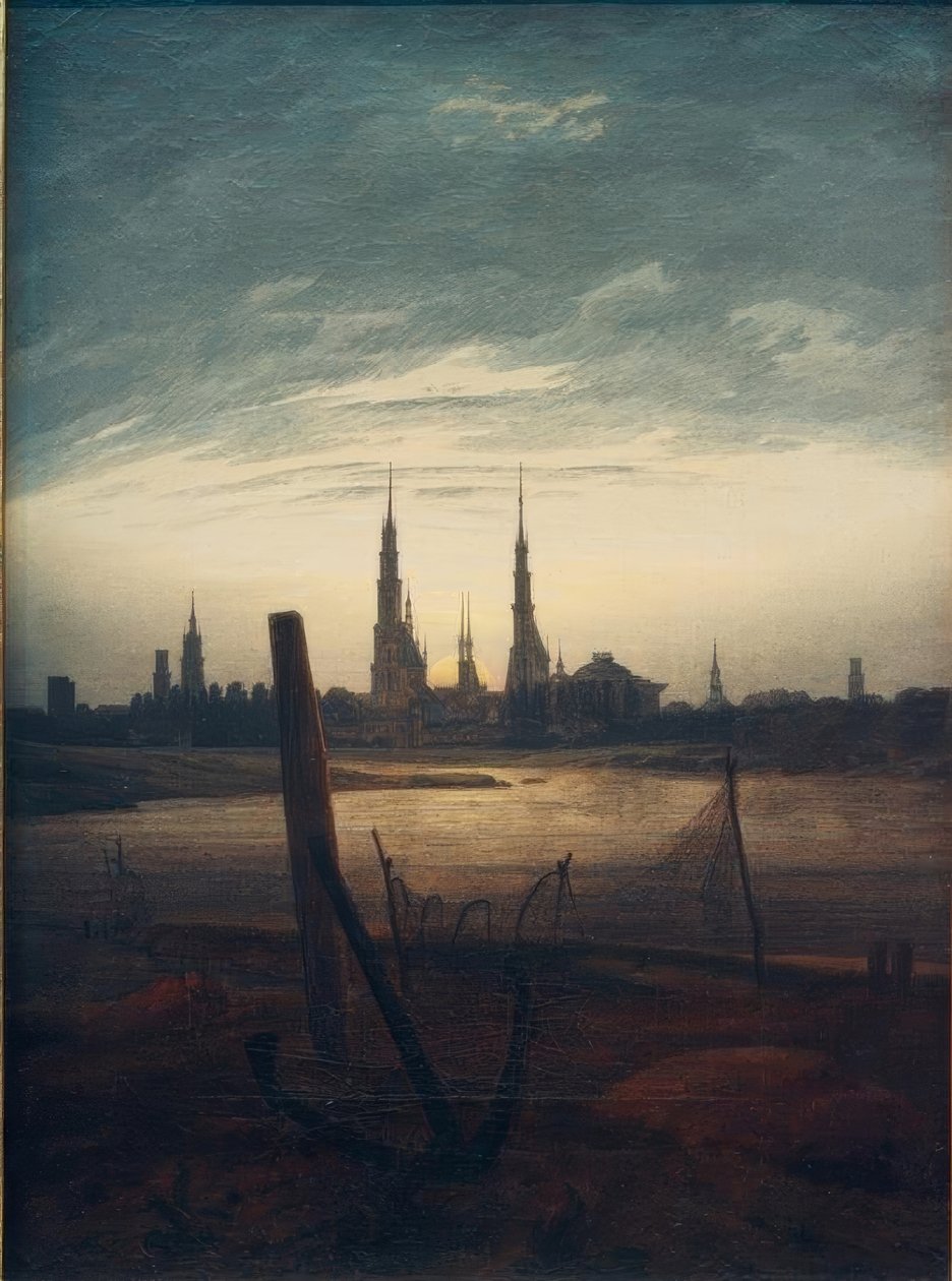 Staden vid månuppgången av Caspar David Friedrich