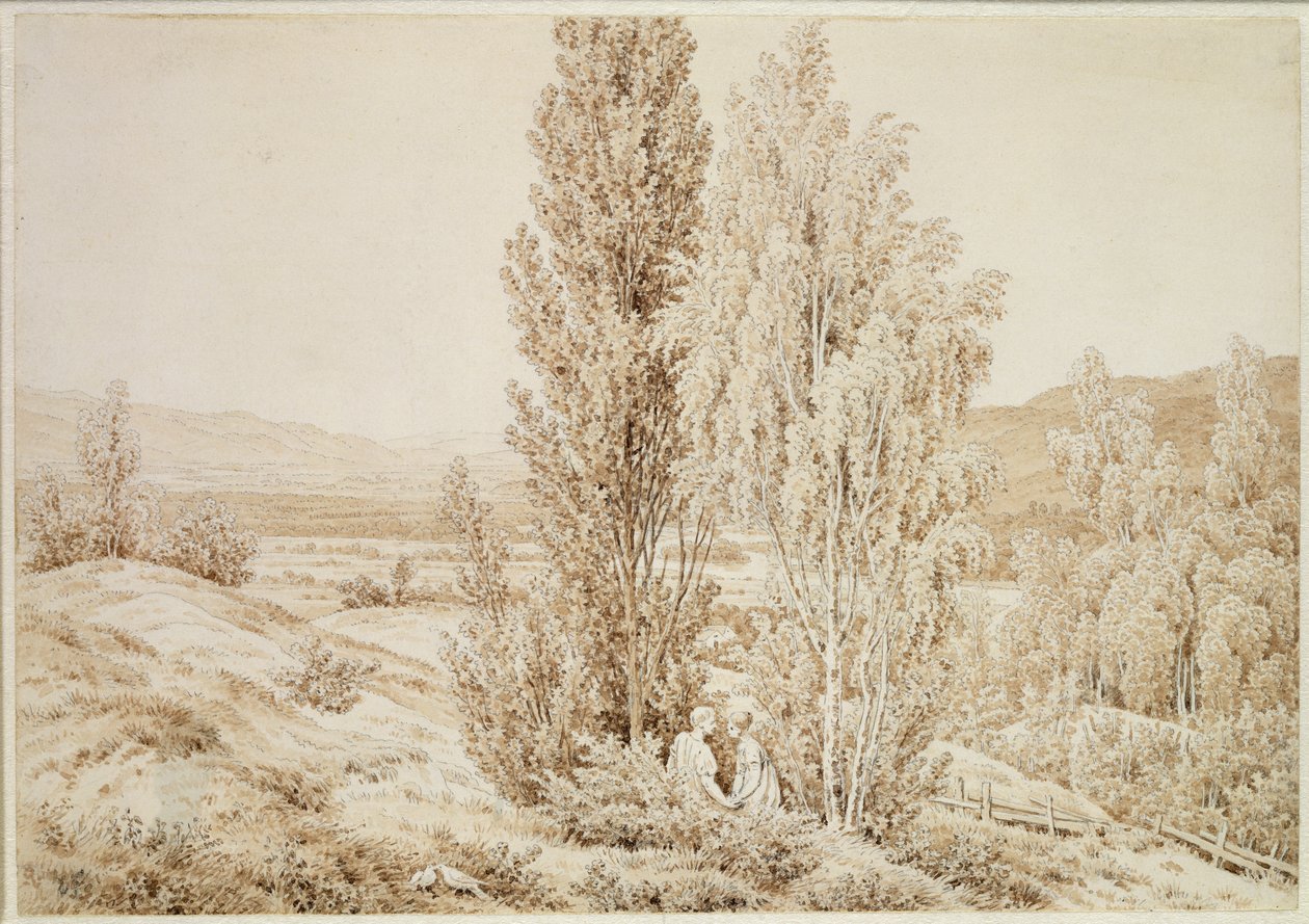 Summer (sepiafärg och blyertspenna på papper) av Caspar David Friedrich