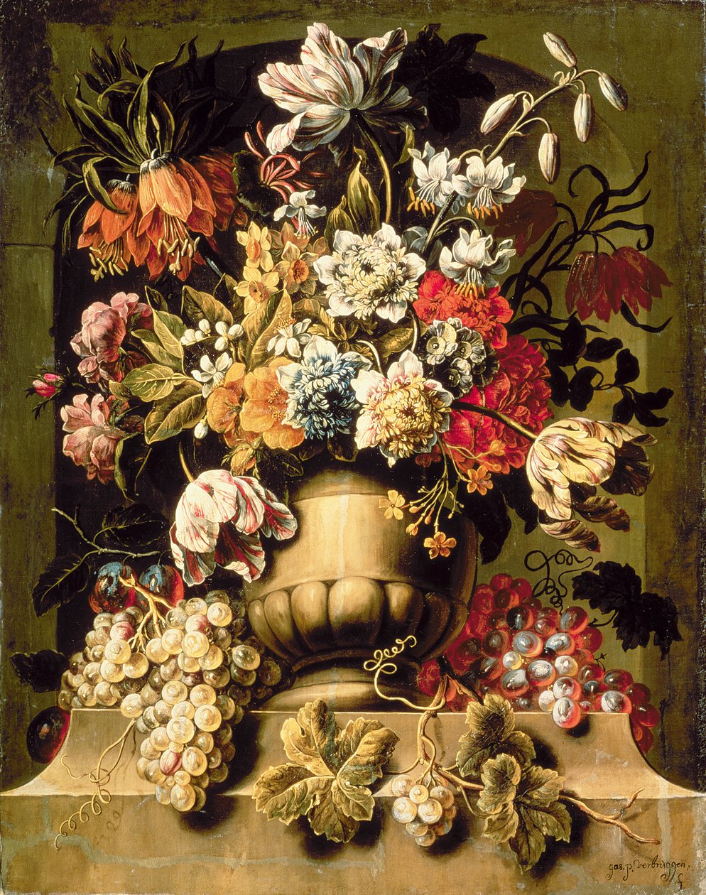 Stilleben med frukt och blommor av Caspar Pieter I Verbrugghen