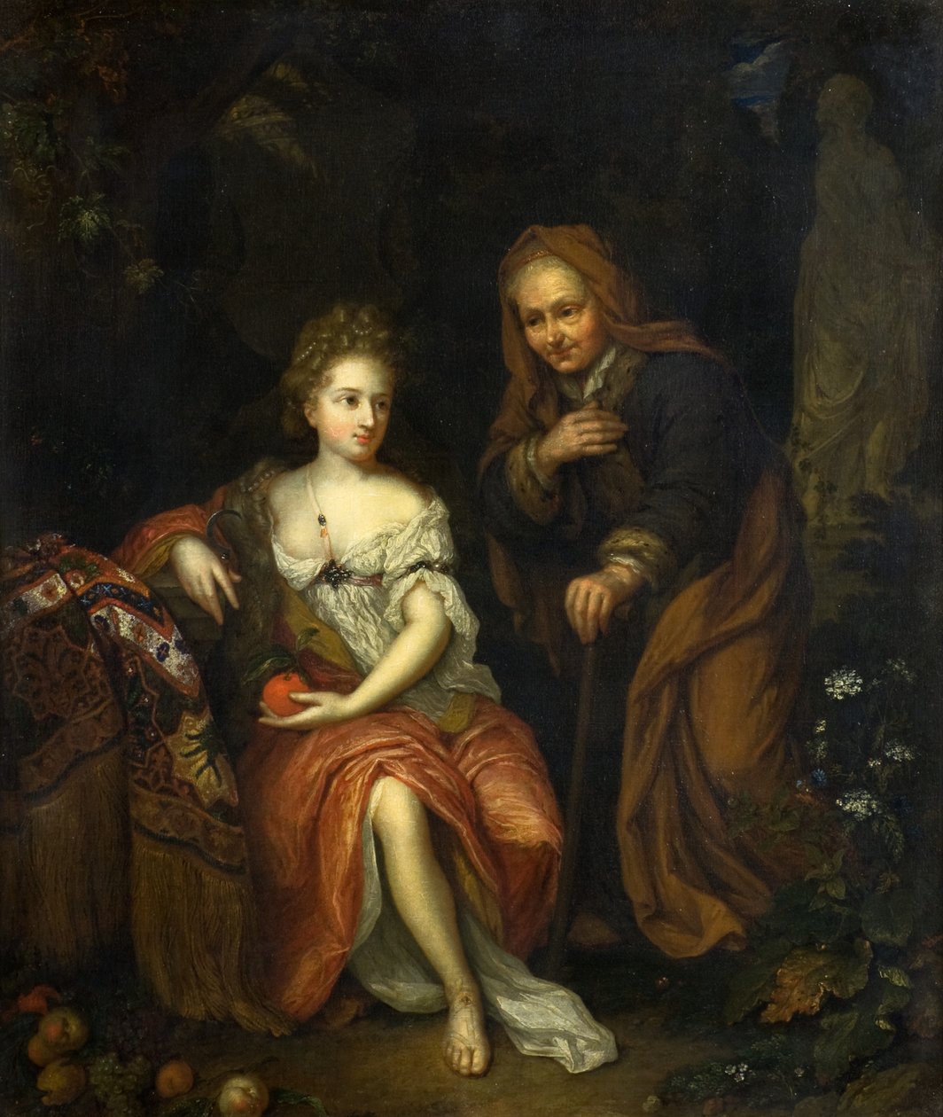 Vertumnus och Pomona av Caspar (follower of) Netscher