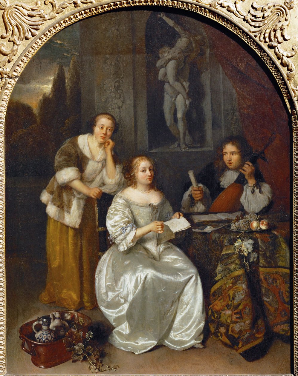 La lecon de chant - Sånglektionen ... av Caspar (studio of) Netscher