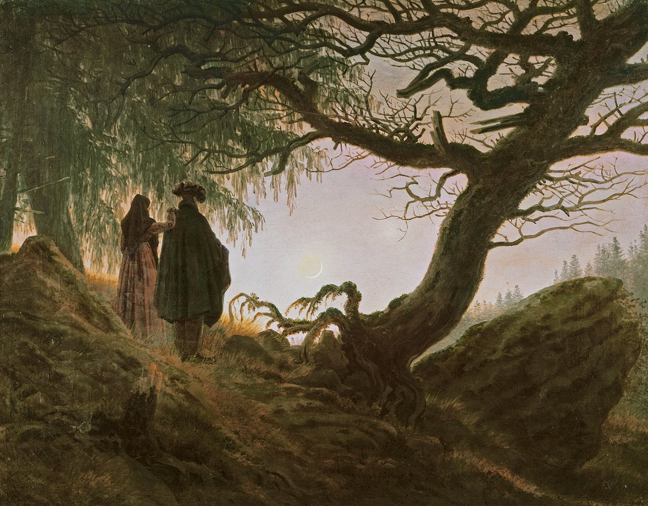 En man och kvinna som överväger månen av Caspar David Friedrich (1774-1840) av Caspar David Friedrich