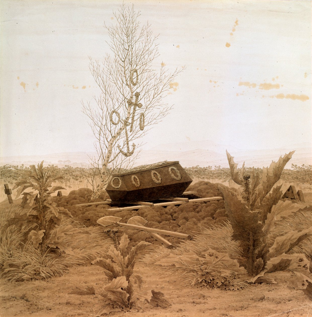 Vid gravkanten, 1830-tal. av Caspar David Friedrich